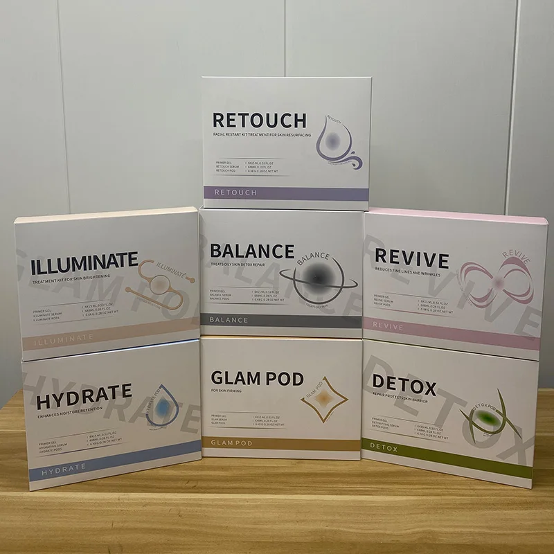 Newest Oxygen Charcoal 7 Types Pods DETOX GLAM Hydrate CO2 Oxygen Pods Capsule Serum Bubble Facial Kit 3 In 1 Skin Rejuvenation 5