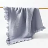 New baby solid colored gauze blanket, children's blanket, folded edge, baby bath towel, scarf, blanket, slim, breathable 4
