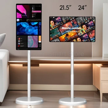 Touch Screen Smart TV da 21,5 24 pollici con supporto da pavimento Monitor Supporto mobile Batteria per fitness Home Office Audio casting wireless 1