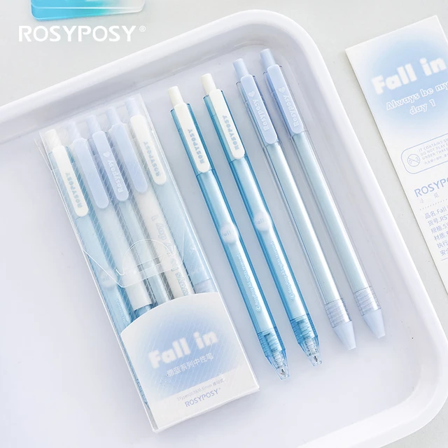 RosyPosyFall in Blush Neutral Pen Set Face Value Transparent Gradient Girl  Heart Press Pens School Supplies
