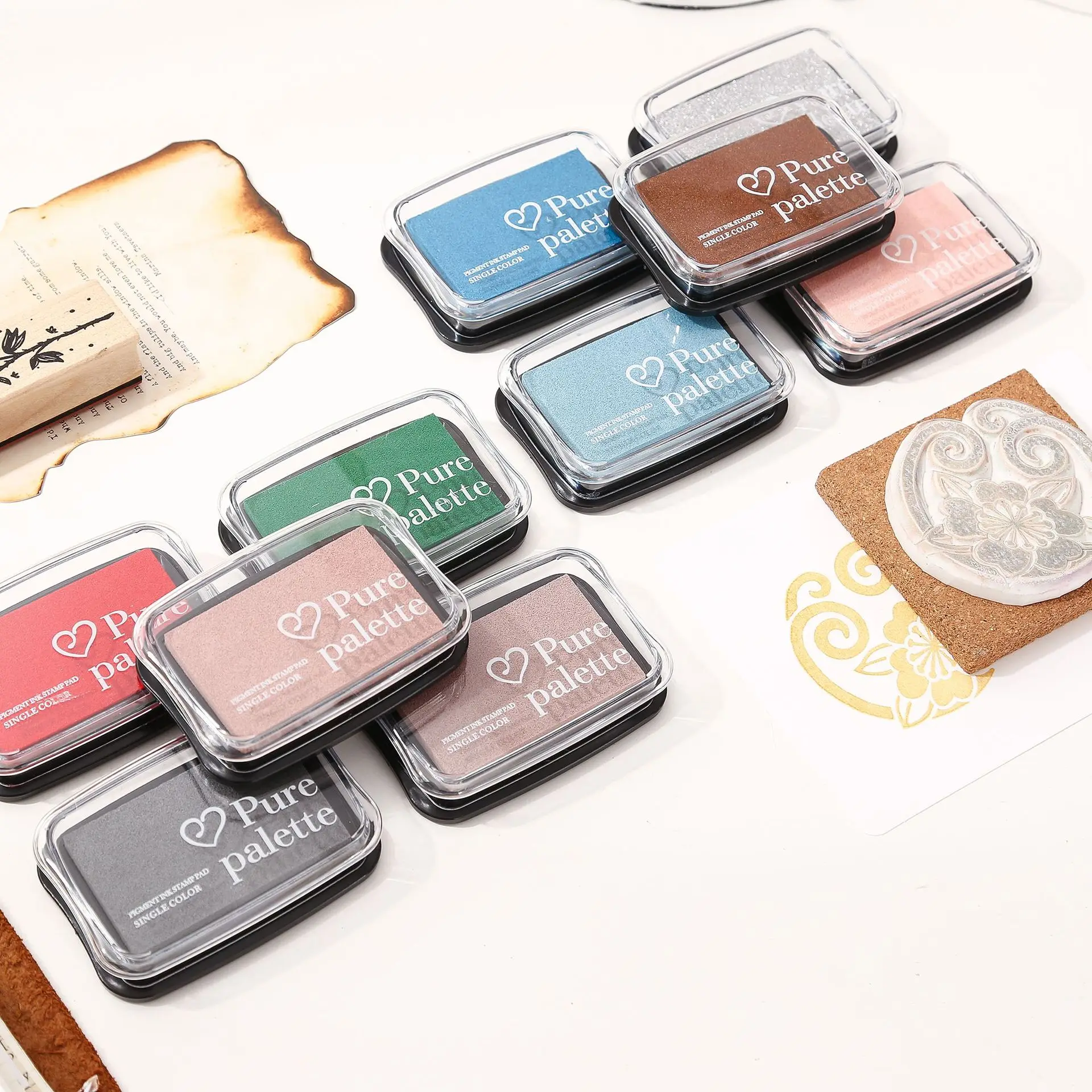 20 Colors Big Ink Pad Oil Planner Scrapbooking Silicone Stamp Concave Waist Color Ink Pad Creative DIY Journal Stationery vintage inkpad