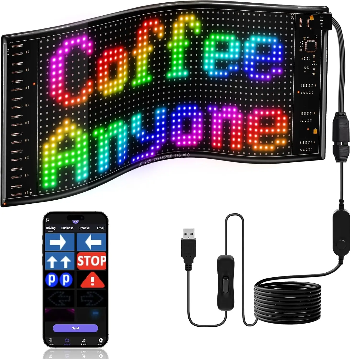 LED DIY Matrix Pixel Panel Led Display Truck Eye Car Sign Animation Bluetooth App Control Programmable Flexible Screen