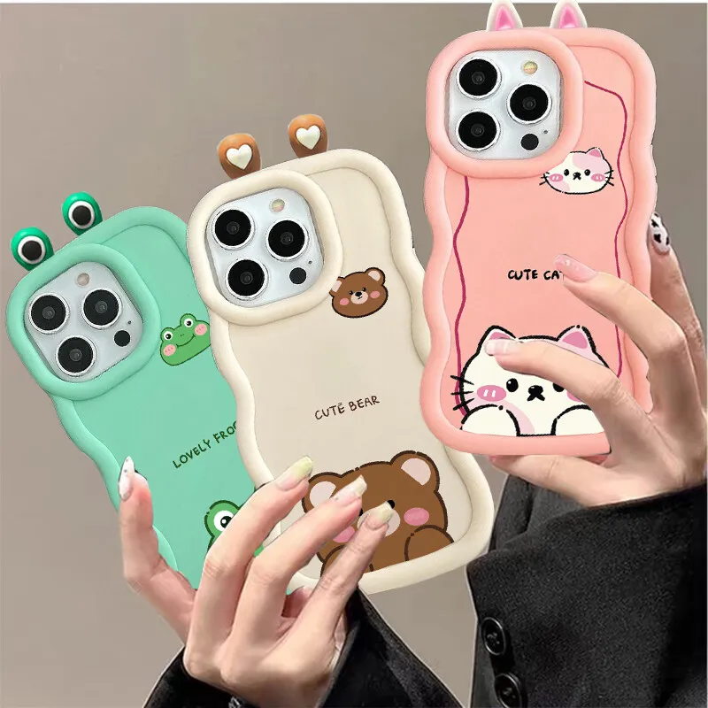 Soft Cute 3D Animal Eyes and Ears TPU Phone Case Cover