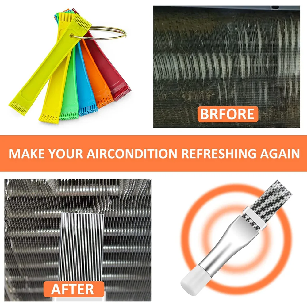 Air Conditioner Repair Tool Set FCR6 Fin Comb Tool Set For Air Conditioner Straighten Evaporator Condenser Brush Condenser Radiator Repair Clean Set