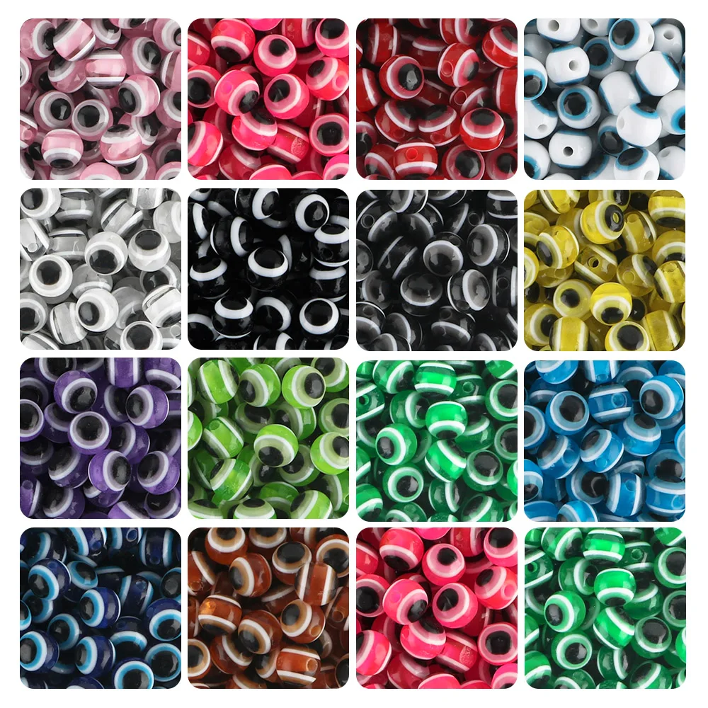 

6/8mm 100/200pcs Round Loose Evil Charm Eye Beads For Jewelry Making DIY Bracelet Necklace Jewelry Accessories
