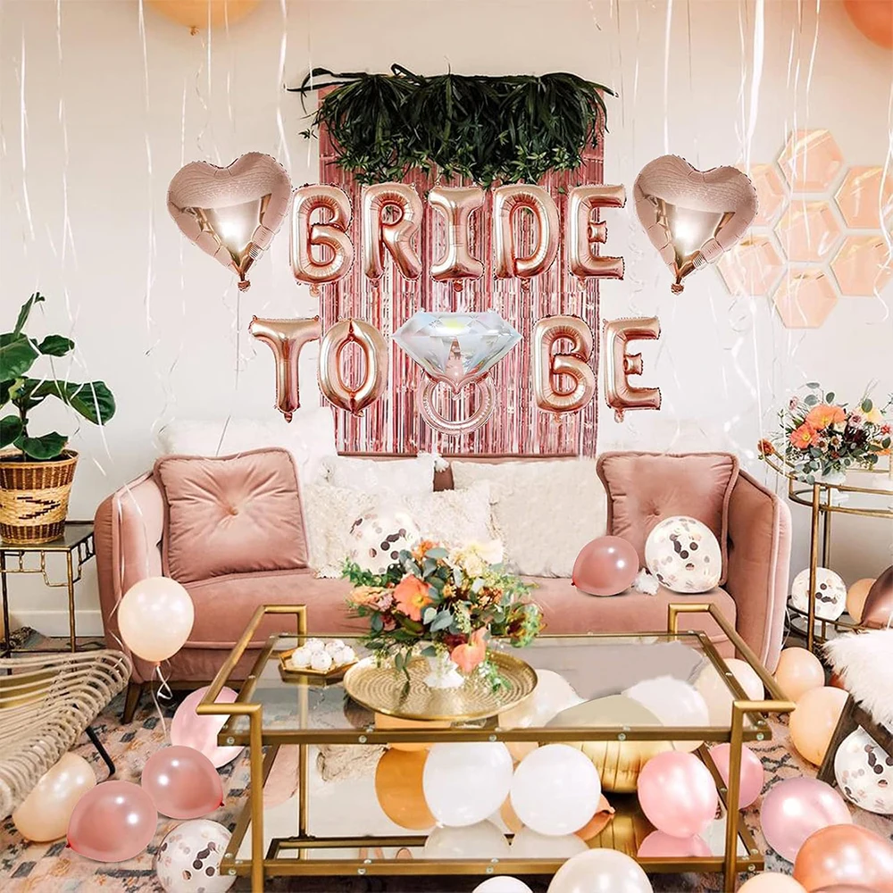 Bride to Be Balloons Party Decorations Kits-Rose Gold Bridal Shower Party Decor and Supplies Foil Balloons for Bridal Showe