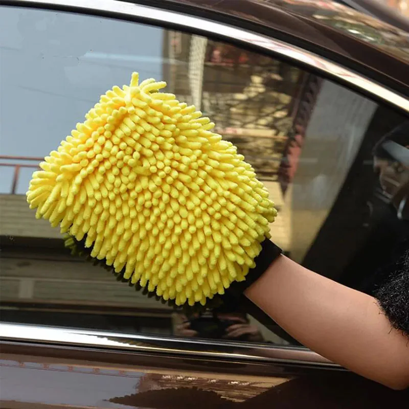 Car cleaning gloves Microfiber car mitt Microfiber cleaning gloves Microfiber washing gloves Microfiber gloves 1pc Waterproof Car Wash Microfiber Chenille Gloves Thick Car Cleaning Mitt Wax Detailing Brush Auto Care Double-faced Glove