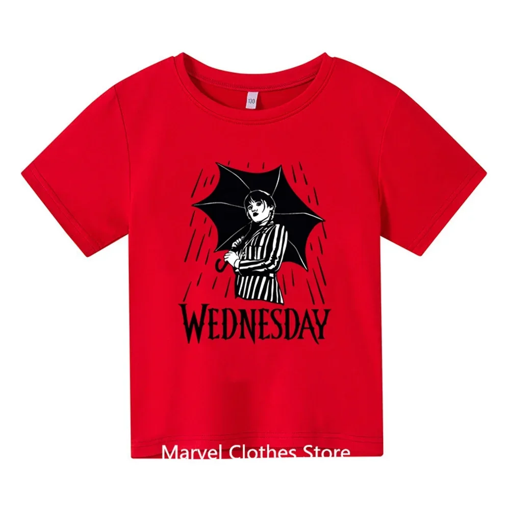 Tshirts Hot Movie Wednesday Addams 3d Printed Boy Girl Summer Casual Fashion Harajuku Oversized O-neck Tshirt Kids Tees Clothes 4