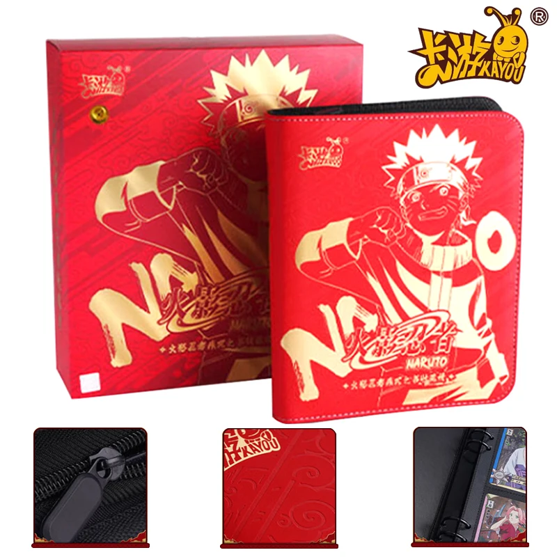 

KAYOU Genuine Naruto Binder Collection Book Original Anime Rare SP Cards Leather Cover Safety Buckle Games Favorites Kids Gifts