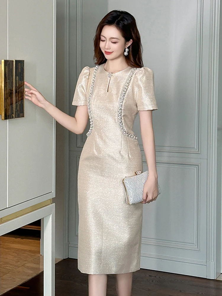 Vestido De Tubo Elegante Allegra K Con Cuello Barco Y Mangas 3/4 Lago Azul XL | En Línea