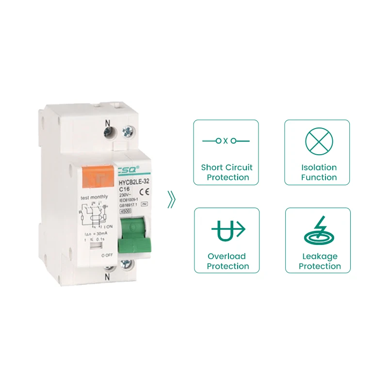 Circuit Breaker DZ30LE DZ47LE EPNL DPNL 230V 1P+N Residual Current Circuit Breaker With Over And Short Current Leakage Protection RCBO MCB 6-63A