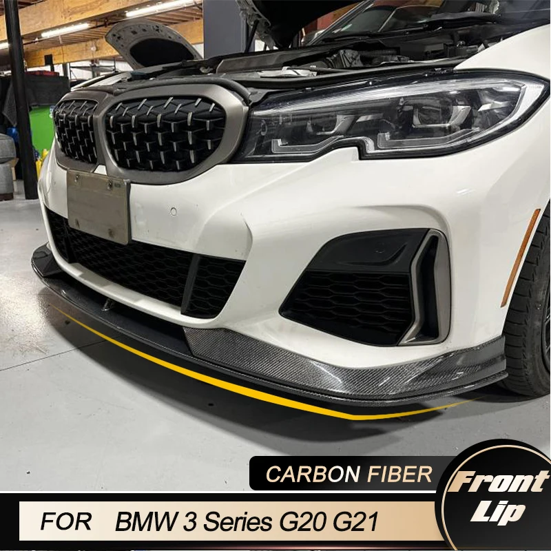 

Car Front Bumper Lip Spoiler for BMW 3 Series G20 G21 M Sport 2020-2022 Racing Front Lip Chin Apron Protector Carbon Fiber