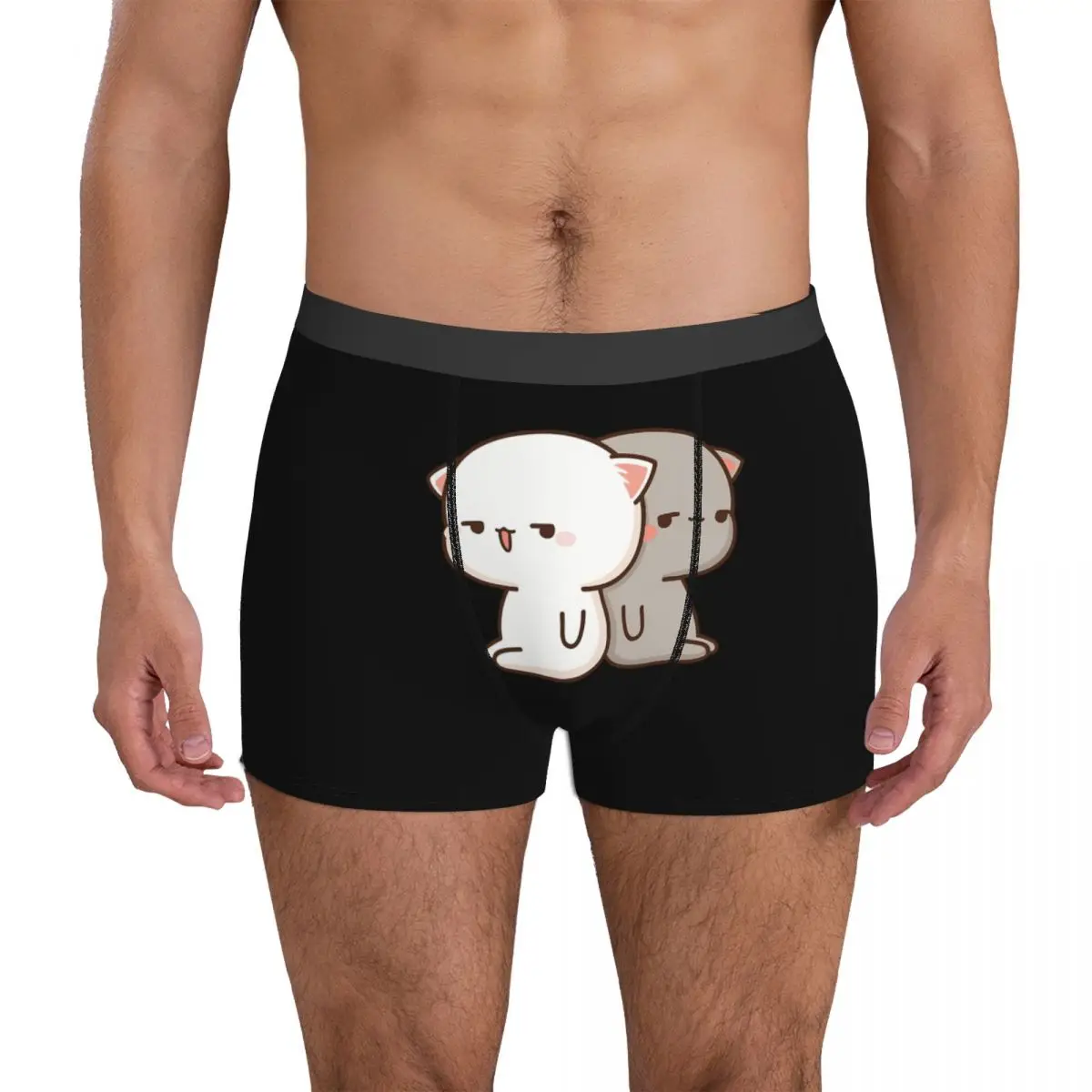 

Peach And Goma Mochi Cat Bored Underpants Breathbale Panties Male Underwear Print Shorts Boxer Briefs