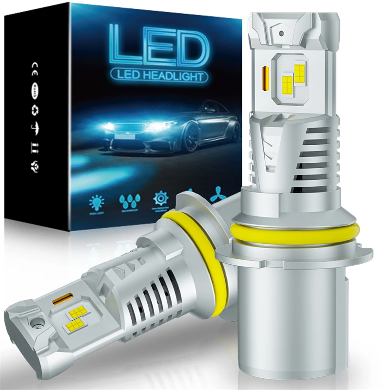 2Pcs 350000LM 500W LED 9007 Lights HB5 LED Headlight Bulb CSP Bulb Fanless For Car With Canbus High & Low Beam Canbus Fog Lamp