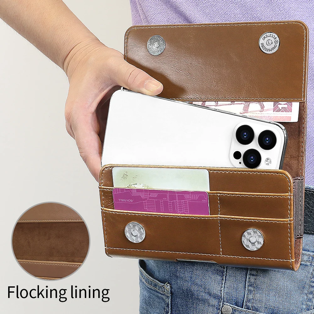 Universal PU Leather Phone Pouch with Belt Clip Holster - Stylish Waist Bag Dual Holder