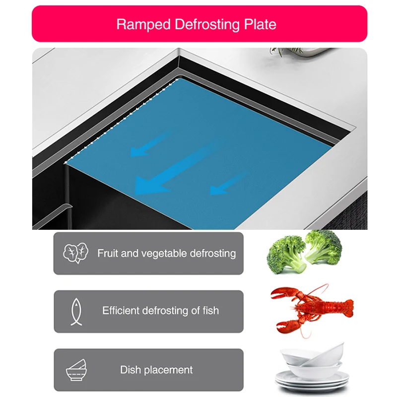 Single Large Size Nanometer Black Three Cover Hidden Kitchen Sink 4mm Thickness Handmade Sinks With Drain Plate Sinks