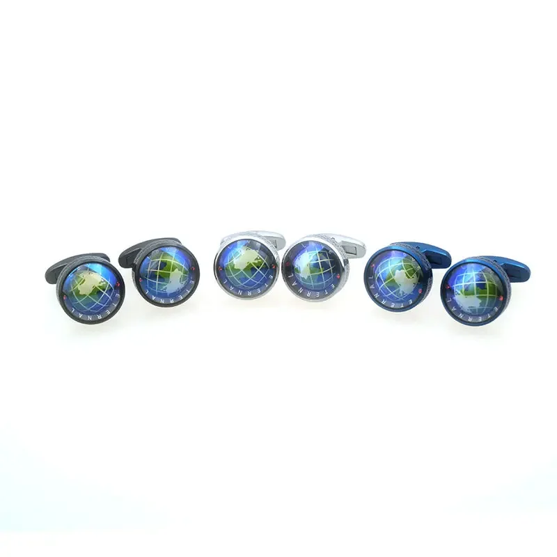 New Rotatable Globe Stainless Steel Cufflinks for Men and Women's Travel Themed Parties Casual Buttons Personalized Accessories