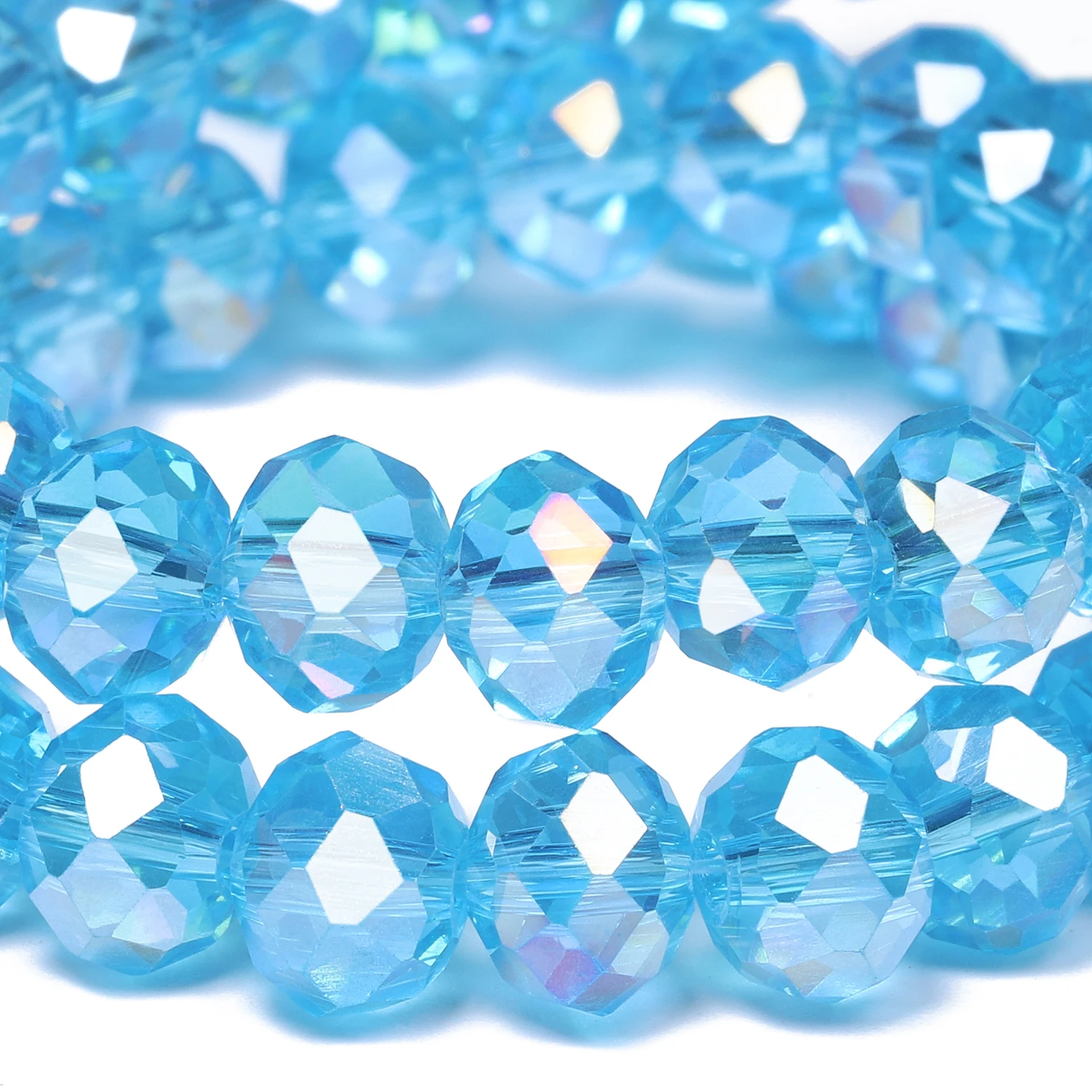 Austrian Lake Blue Crystal Faceted Spacer Beads