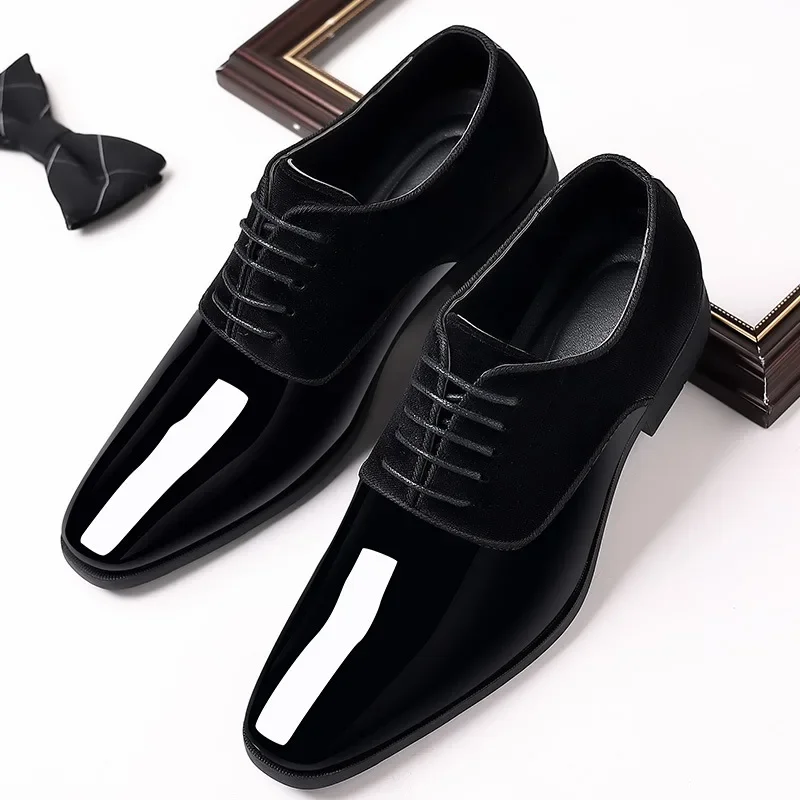New Oxford Men's Pointed Toe Dress  Luxury Lacquer Wedding Shoes Classic Derby Shoes 2023 Leather Shoes Size 38-50