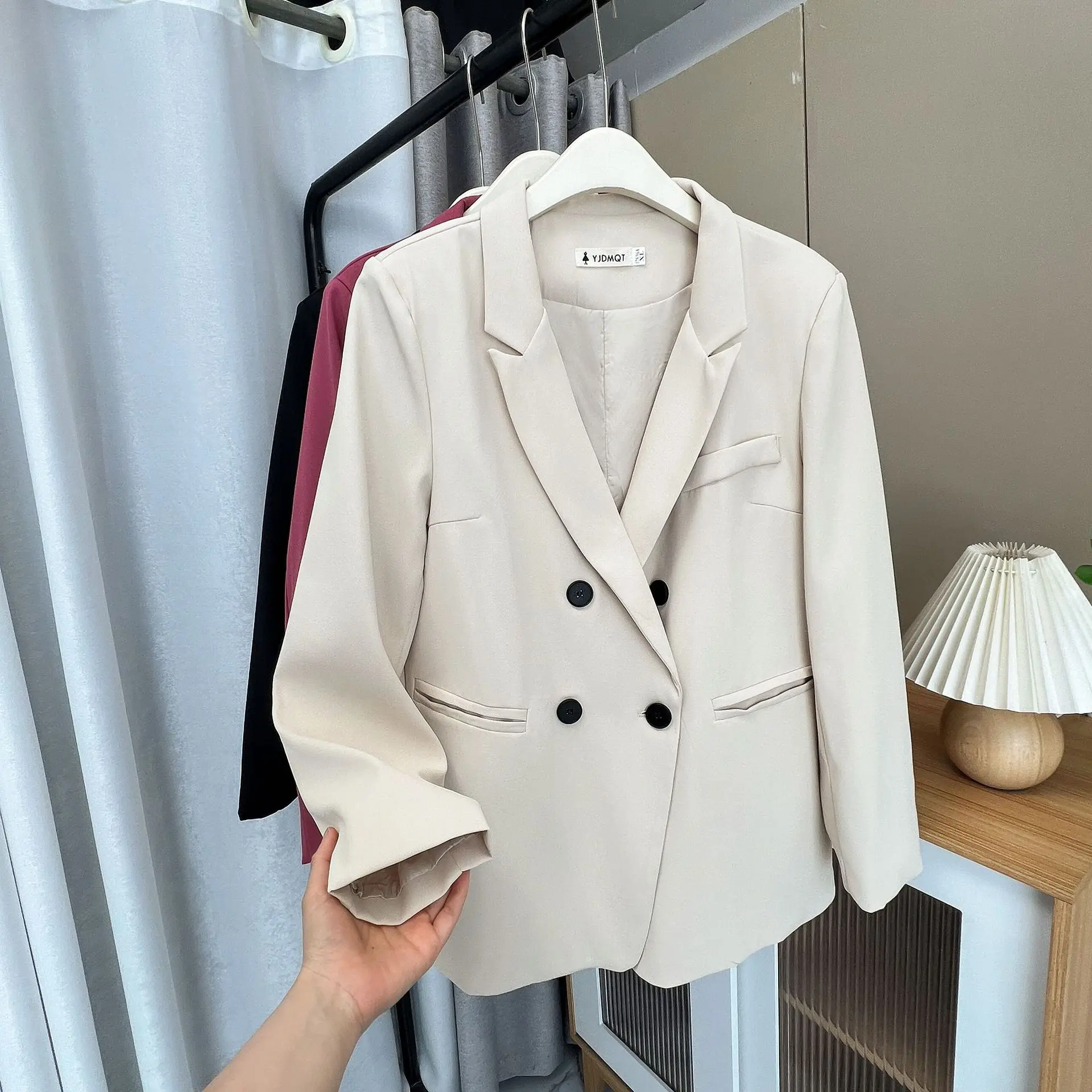 Women's Double Breasted Blazer, Casual Suit Jacket, Plus Size, Spring and Autumn, New, 00571