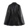 European and American style fashionable simple versatile PU imitation leather one-button suit jacket 3