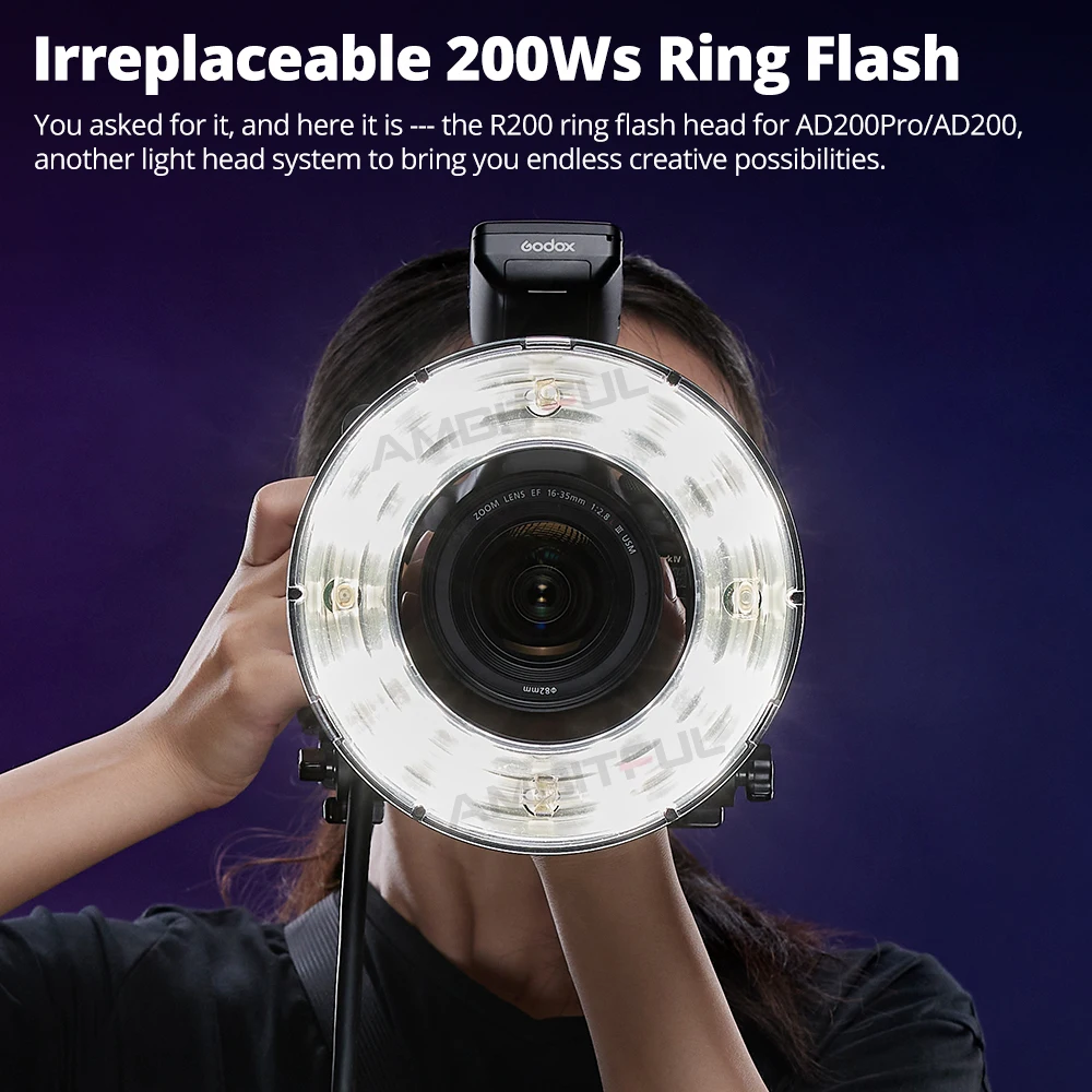 Godox R200 200W LED Ring Light Speedlite Flash Light Head for Sony Canon Nikon Fuji Olympus Camera Godox AD200 AD200Pro Flash 3