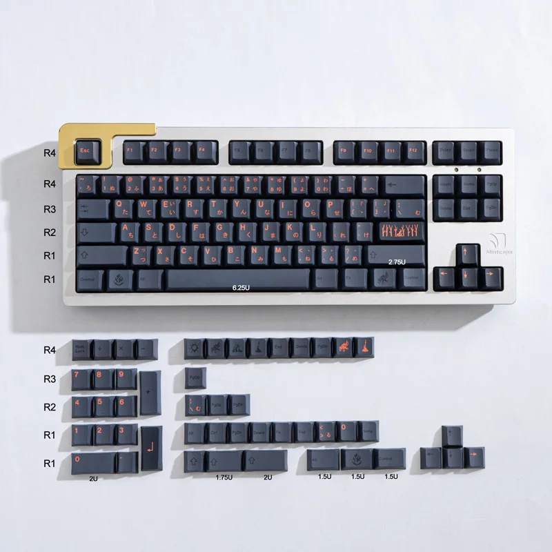 

Grey Keycaps for Mechanical Keyboard 136 Keys PBT Dye Sublimation Cherry Profile Ash Theme Japanese 68 75 84 96 98 100 GK61