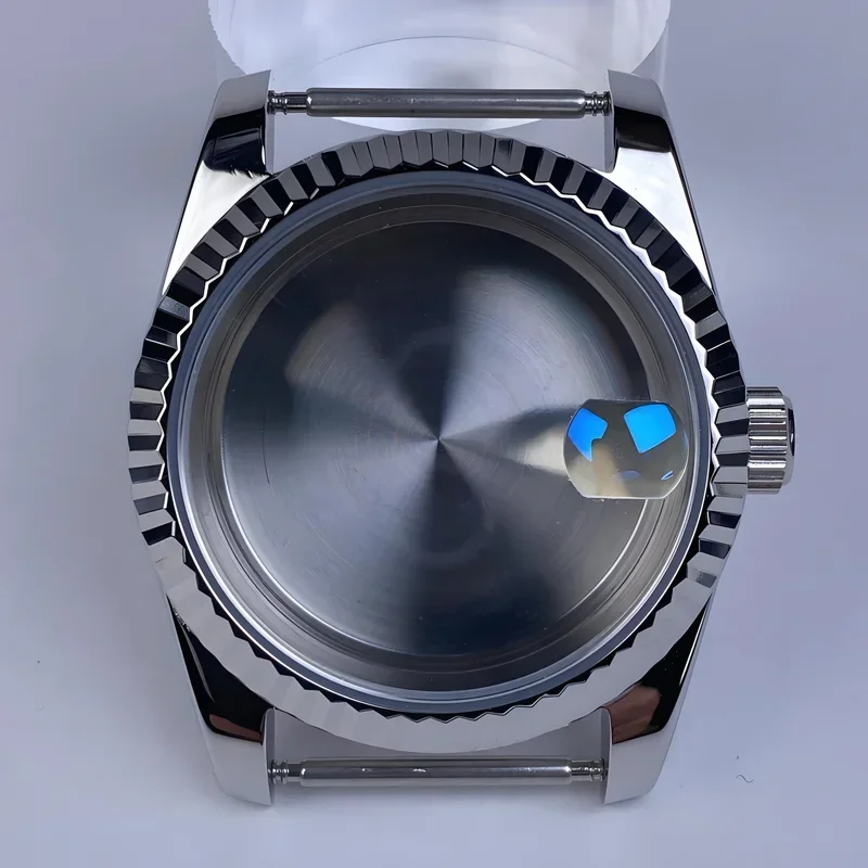 Fluted Bezel Sapphire Glass Stainless Steel Watch Case