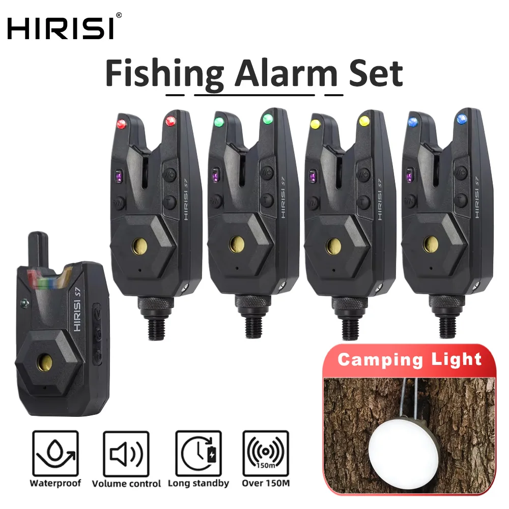 Kit alarme sans fil carpe Hirisi avec lampe camping étanche indicateur touches S7-4D accessoires carpfishing