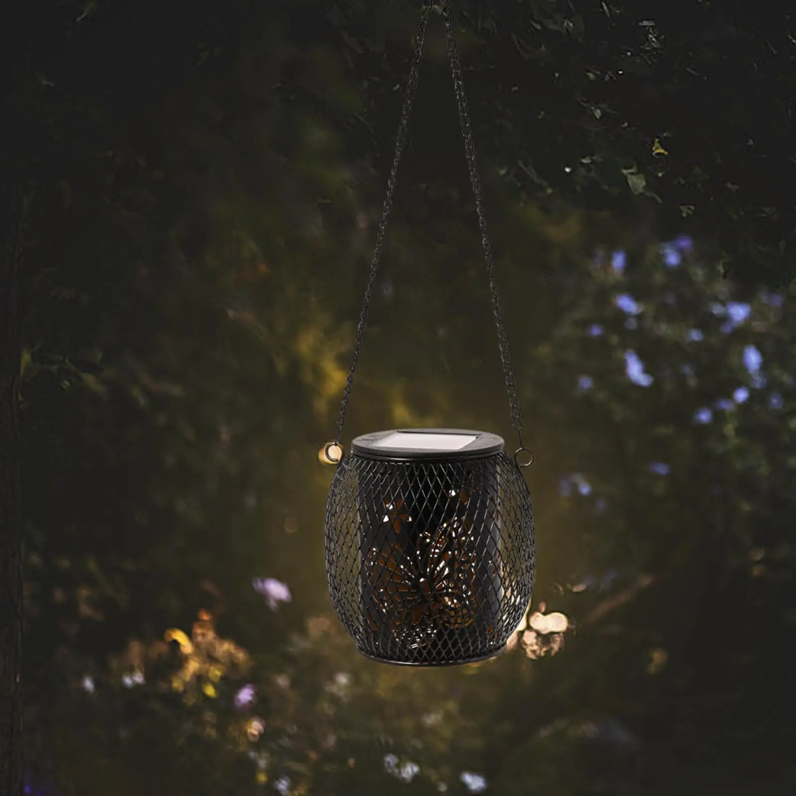 Metal Garden Solar Hanging Lantern Light IP65 Waterproof for Lawn Tree Decor