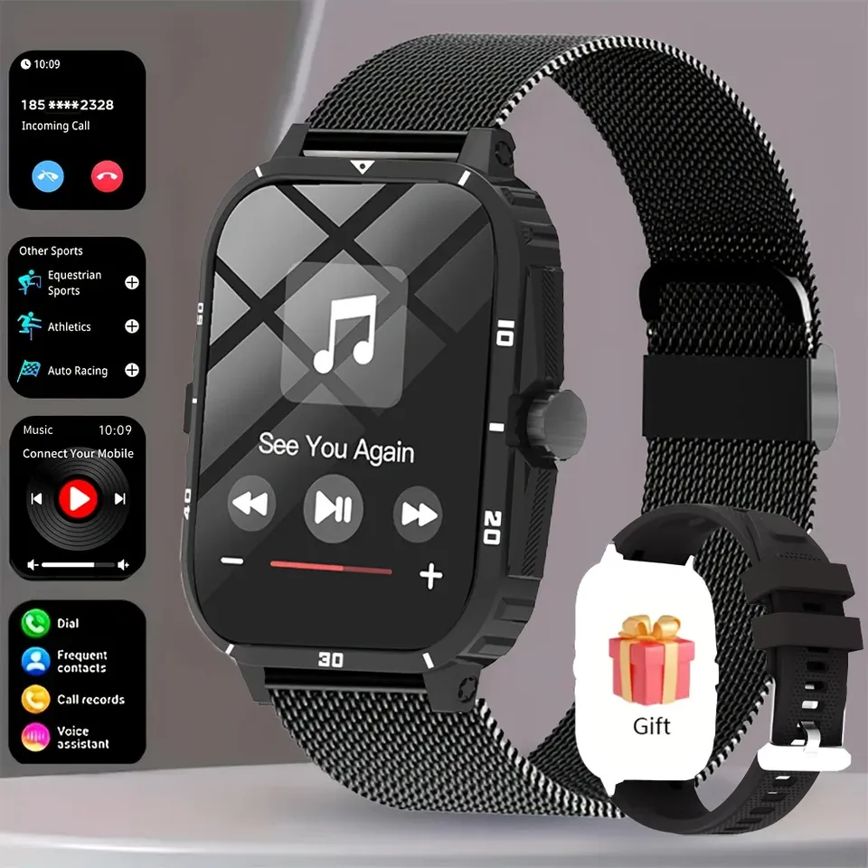 2025 Men's Smart Sports Watch 1.8 Inch HD Screen Heart Rate and Sleep Monitor Multiple Sports Modes Ideal for Outdoor Sports