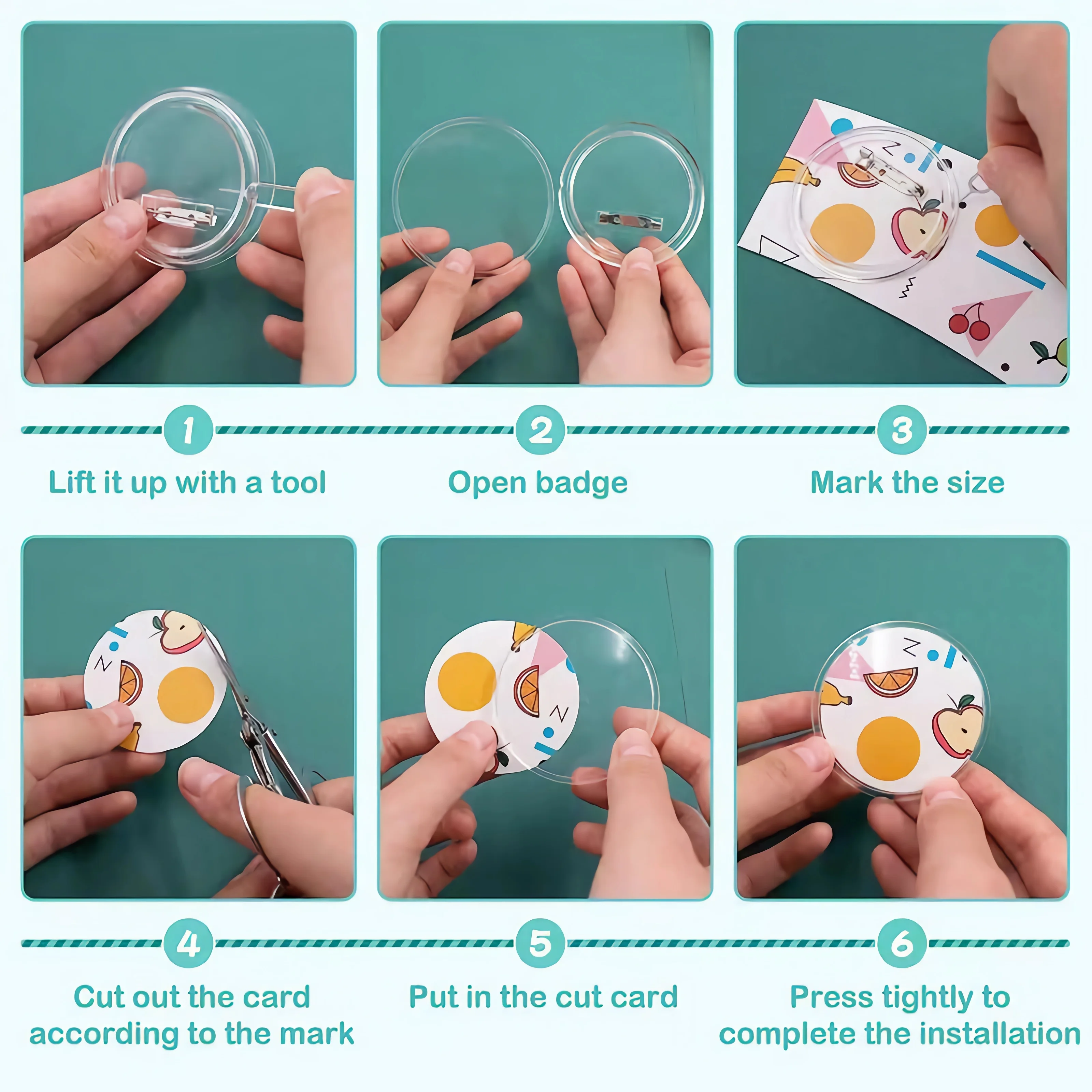 CLYAIYLC 3 inch  button badges with pins, transparent acrylic button badges with craft buttons, large photo button bad 2