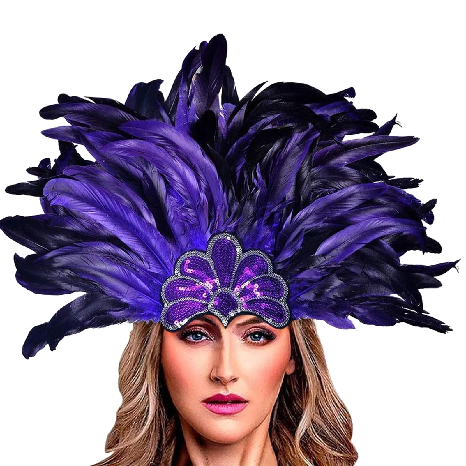 

Female'S Mardi Gras Day Headwear Carnival Party Hair Accessories Feather Diamond Belly Dance Performance Tea Party Headbands