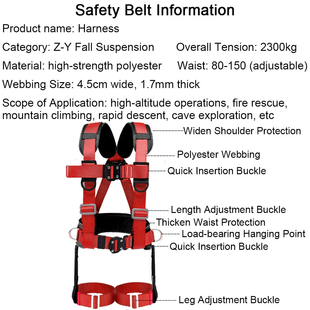 High Altitude Work Safety Harness Five-point Safety Belt Climbing