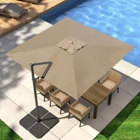 10FT Square Cantilever Patio Umbrella with Tilt Adjustment and 360-Degree Rotation, Offset Hanging Umbrella for Backyard 1
