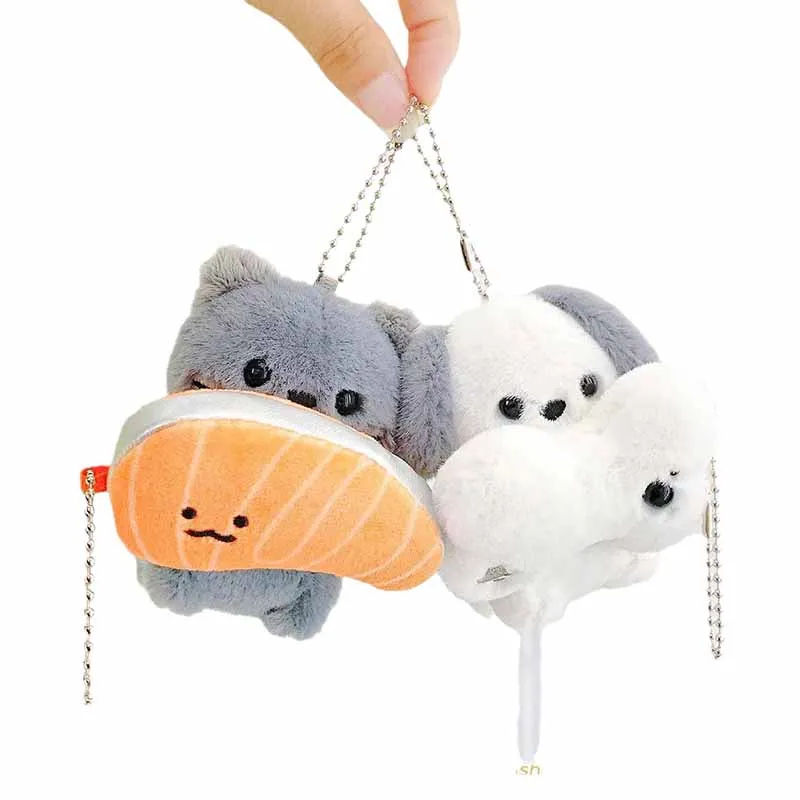Cartoon Cute Magnetic Puppy Bone Plush Doll Keychain Pendant Creative Couple Backpack Decoration Pendant Doll Gifts 5