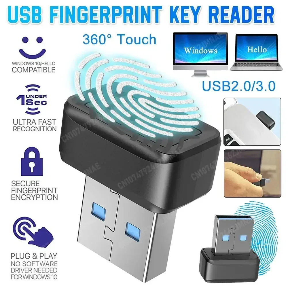 Fingerprint Key USB Fingerprint Key Windows-compatible biometric scanner for password-free login for PC security