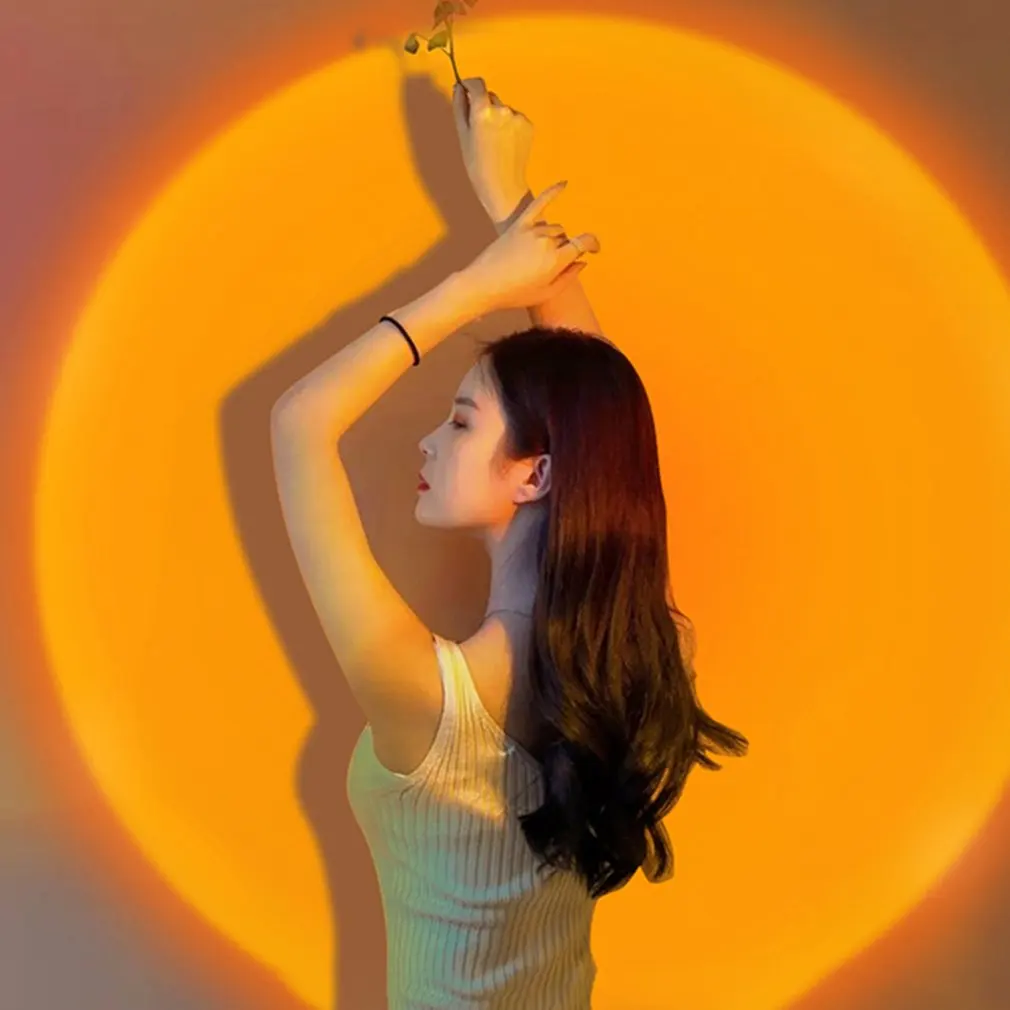일몰 프로젝터 램프 매력적인 RGB 분위기 빛 홈 커피 숍 배경 벽 장식 원격 제어 일몰 램프
