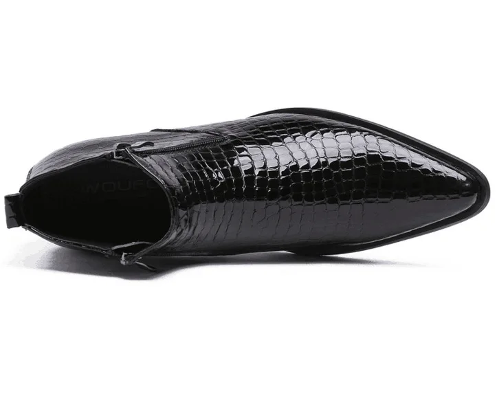 Spitze Herren lederstiefel, modische High-Top-Freizeit schuhe, spitze Leder Herren lederstiefel, Rindsleder – Detail 6