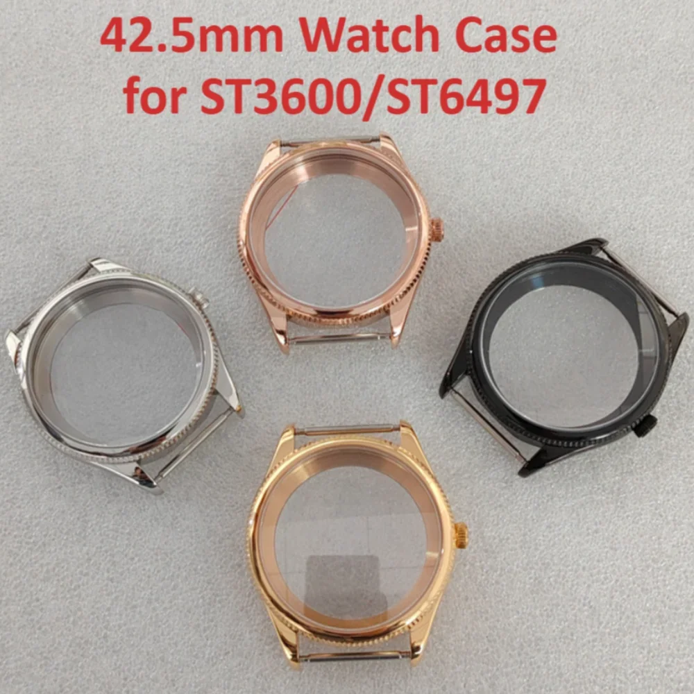Stainless Steel Polished 42.5mm Watch Case for Manual Mechanical Movement Watches (Fits 37mm Dial)