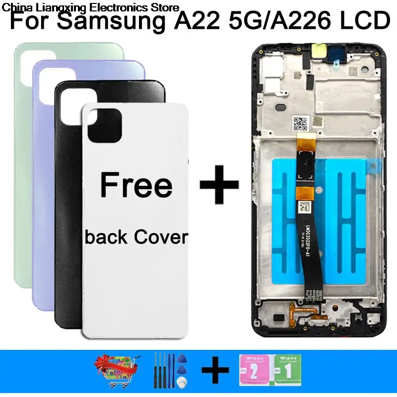 

Touch Screen Digitizer Assembly Peças de Reposição, Original para Samsung Galaxy A22 5G LCD, A226, A226B, SM-A226B, DSN