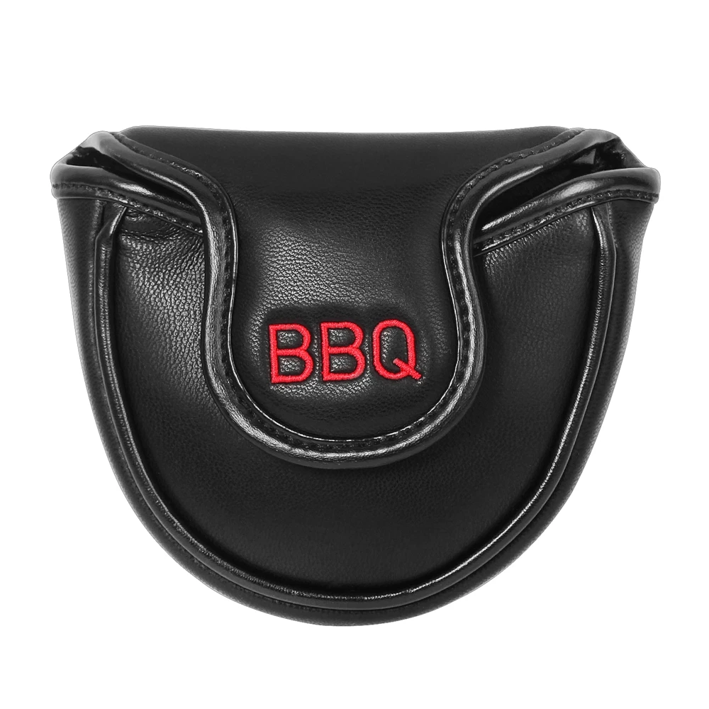 

Black Premium Synthetic Leather Magnetic Closure Golf Head Covers Mallet Putter Covers