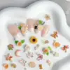 Random Mixed Orange Series Flower Butterfly Nail Charms 3D Resin Sunflower Bear Bow Nail Art Decorations Manicure DIY Supplies 6