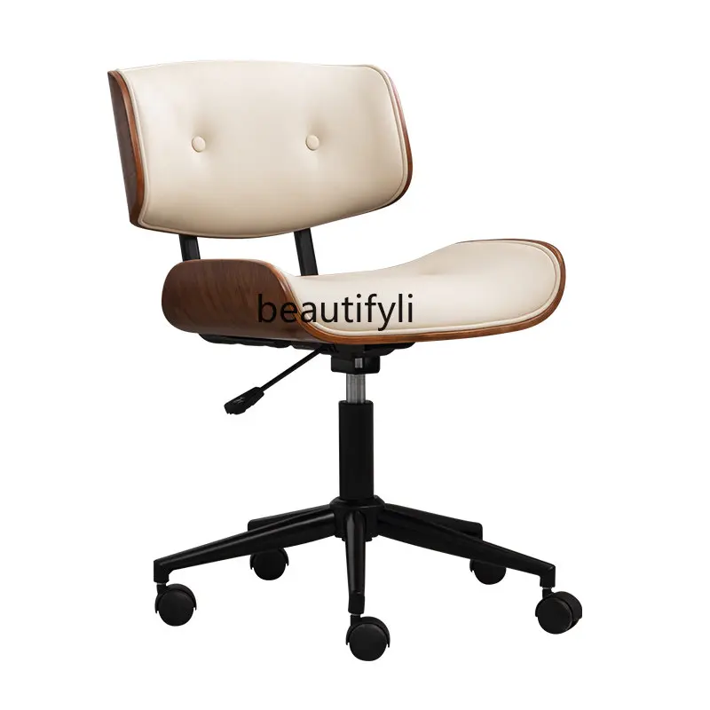 Computer Chair Household Comfortable Solid Wood Small Study Chair Simple Long-Sitting Swivel Chair Lifting Staff Office Chair