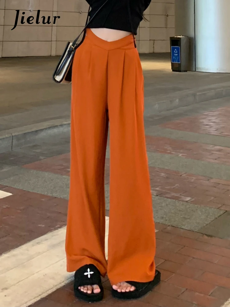 パンツ OSEREE Woman Pants Orange LPPS250 SUNSET Red Orange Wide Leg Cropped Pants - All Bottoms| Red Dress