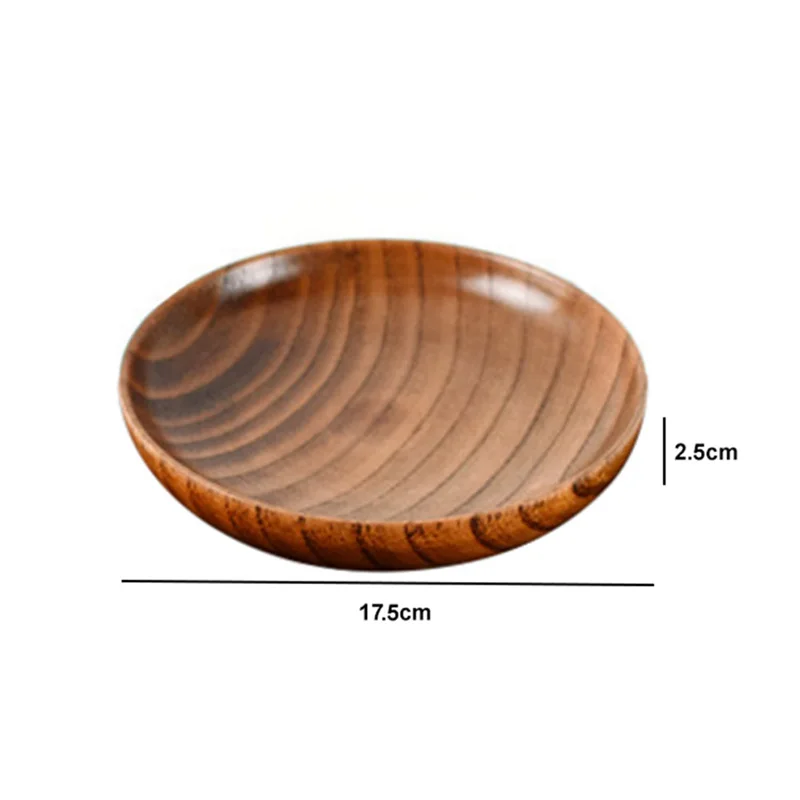 Wooden Plate Delicate Grain Strong And Durable Natural Wild Jujube Wood Round wooden tableware