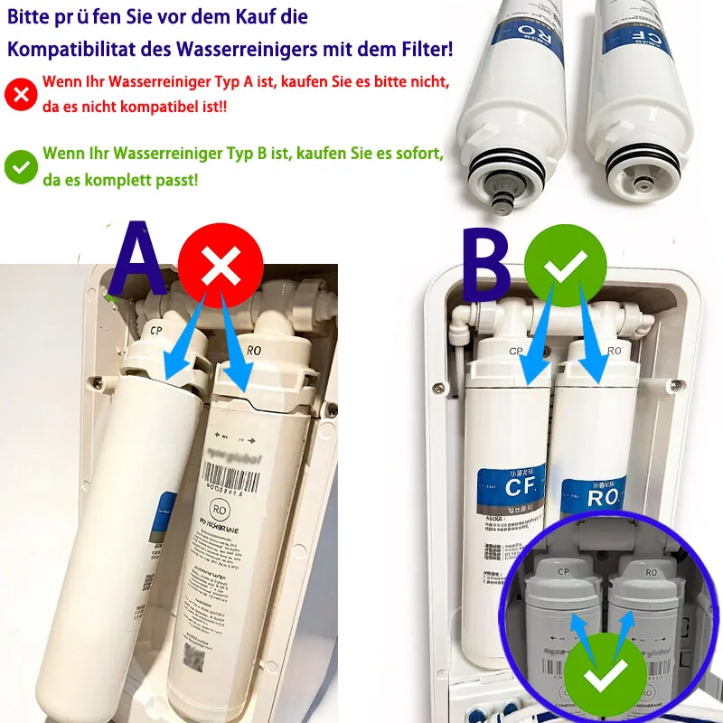 아쿠아 글로벌 MINI TOUCH/FLEXIBLE TOUCH 식수 정수 필터 요소, CF+RO+ACF는 블루 프로 B04/05/08 필터에 적합합니다.