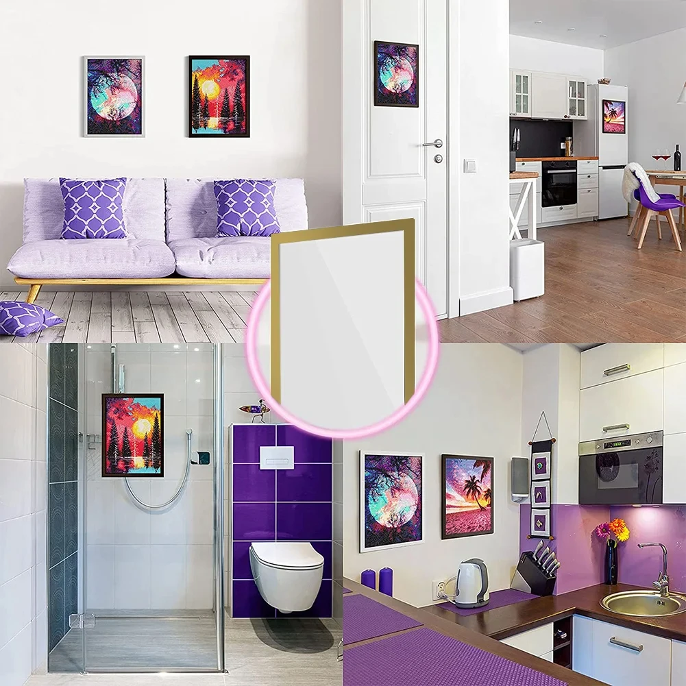 Magnetic Poster Display Frame 5PCS A4/A5/A6 Self-adhesive Non-developmental Photo Art Wall Sticker Frame for Photos Certificate