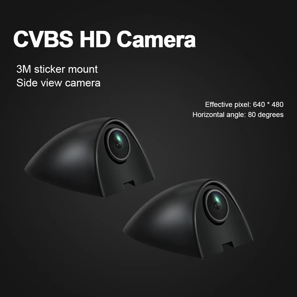 Carsanbo HD Side View Car Camera One Pair Night Vision Waterproof 80 Degree 3M Sticker Mount Rear Mirror Blind Spot for Vehicles
