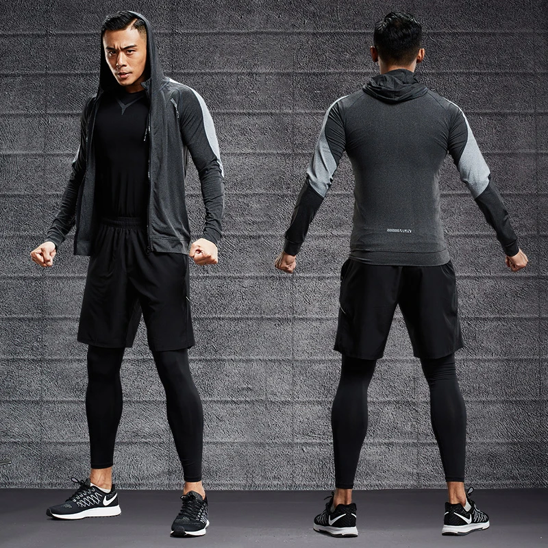 Men's Training Sportswear Set Gym Fitness Compression Sport Suit Jogging Tight Sports Wear Clothes 4XL5XL Oversized Male 2pcs men s compression sportswear suit gym tight sports yoga sets workout jogging fitness clothing tracksuit pants sporting